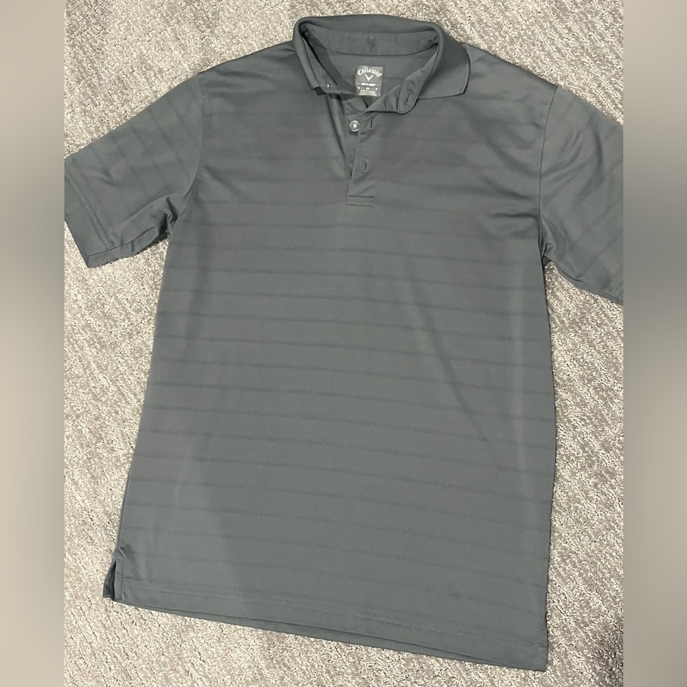 Men’s Gray Striped Calloway Golf Shirt Sz S